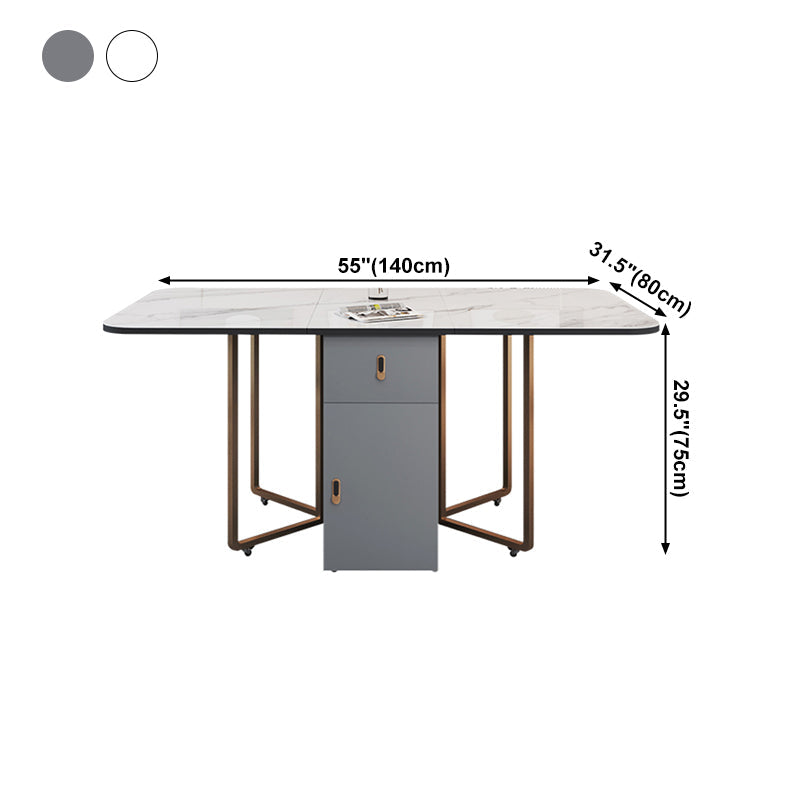 Foldable Sintered Stone Top Table Rectangle Extendable Table Clearhalo ' dining_table' 'Dining Tables & Seating' 'Dining Tables' 'furn' 'furn_dining_table' 'Furniture' 'furniture_dining_table' 'Kitchen & Dining Furniture' 'kitchen&dining_furn' 'kitchen' 'kitchen_dining_table' 4110456