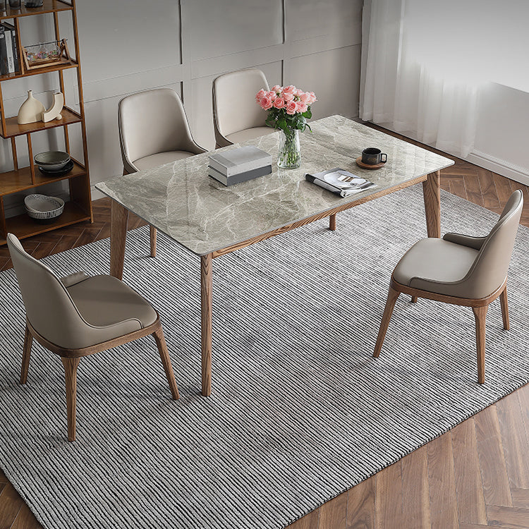 Sintered Stone Top Rectangle Table in Grey Kitchen Table with Wooden Base and 4 Legs Clearhalo ' dining_table' 'Dining Tables & Seating' 'Dining Tables' 'furn' 'furn_dining_table' 'Furniture' 'furniture_dining_table' 'Kitchen & Dining Furniture' 'kitchen&dining_furn' 'kitchen' 'kitchen_dining_table' 4110458