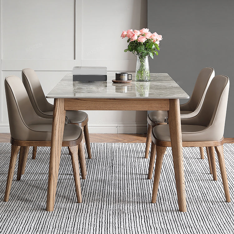 Sintered Stone Top Rectangle Table in Grey Kitchen Table with Wooden Base and 4 Legs Clearhalo ' dining_table' 'Dining Tables & Seating' 'Dining Tables' 'furn' 'furn_dining_table' 'Furniture' 'furniture_dining_table' 'Kitchen & Dining Furniture' 'kitchen&dining_furn' 'kitchen' 'kitchen_dining_table' 4110459