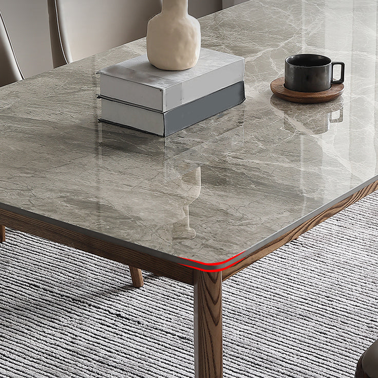 Sintered Stone Top Rectangle Table in Grey Kitchen Table with Wooden Base and 4 Legs Clearhalo ' dining_table' 'Dining Tables & Seating' 'Dining Tables' 'furn' 'furn_dining_table' 'Furniture' 'furniture_dining_table' 'Kitchen & Dining Furniture' 'kitchen&dining_furn' 'kitchen' 'kitchen_dining_table' 4110463