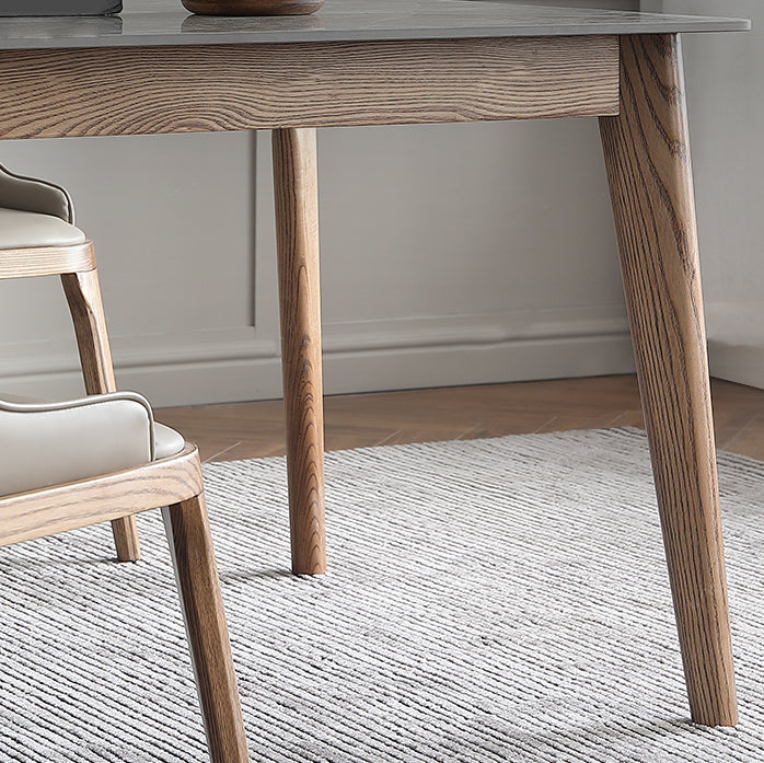 Sintered Stone Top Rectangle Table in Grey Kitchen Table with Wooden Base and 4 Legs Clearhalo ' dining_table' 'Dining Tables & Seating' 'Dining Tables' 'furn' 'furn_dining_table' 'Furniture' 'furniture_dining_table' 'Kitchen & Dining Furniture' 'kitchen&dining_furn' 'kitchen' 'kitchen_dining_table' 4110464