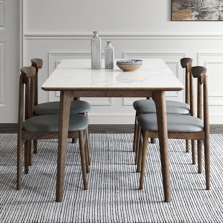 Sintered Stone Top Rectangle Table in White Kitchen Table with Wooden 4 Legs Clearhalo ' dining_table' 'Dining Tables & Seating' 'Dining Tables' 'furn' 'furn_dining_table' 'Furniture' 'furniture_dining_table' 'Kitchen & Dining Furniture' 'kitchen&dining_furn' 'kitchen' 'kitchen_dining_table' 4110471