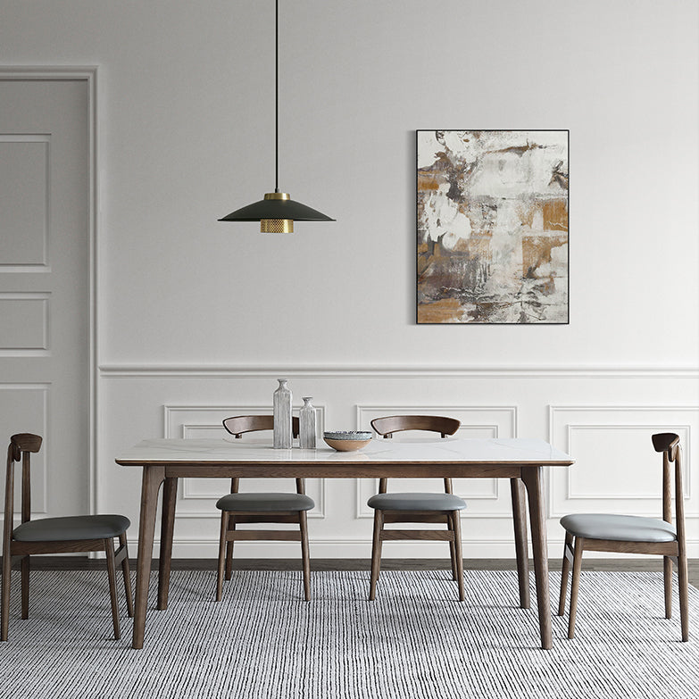Sintered Stone Top Rectangle Table in White Kitchen Table with Wooden 4 Legs Clearhalo ' dining_table' 'Dining Tables & Seating' 'Dining Tables' 'furn' 'furn_dining_table' 'Furniture' 'furniture_dining_table' 'Kitchen & Dining Furniture' 'kitchen&dining_furn' 'kitchen' 'kitchen_dining_table' 4110473