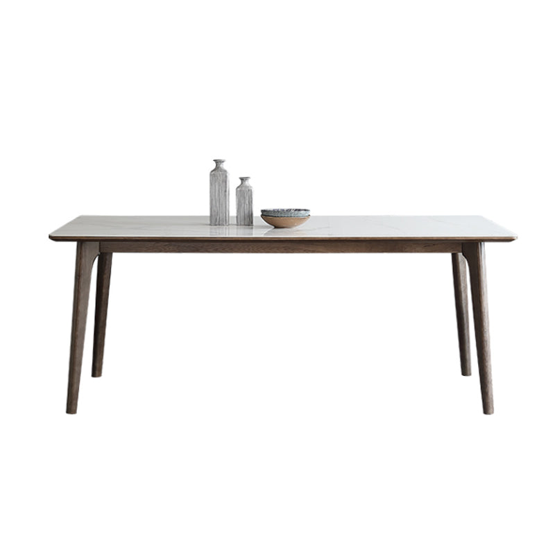 Sintered Stone Top Rectangle Table in White Kitchen Table with Wooden 4 Legs Without Chairs Clearhalo ' dining_table' 'Dining Tables & Seating' 'Dining Tables' 'furn' 'furn_dining_table' 'Furniture' 'furniture_dining_table' 'Kitchen & Dining Furniture' 'kitchen&dining_furn' 'kitchen' 'kitchen_dining_table' 4110475