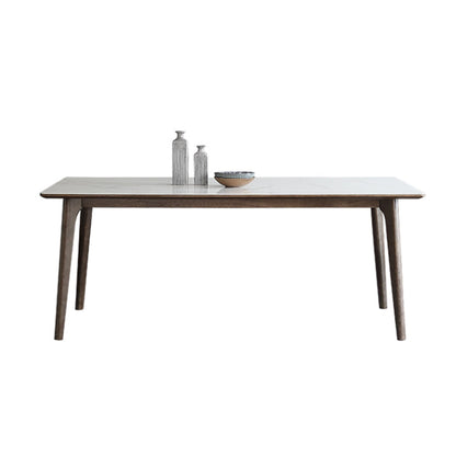 Sintered Stone Top Rectangle Table in White Kitchen Table with Wooden 4 Legs Without Chairs Clearhalo ' dining_table' 'Dining Tables & Seating' 'Dining Tables' 'furn' 'furn_dining_table' 'Furniture' 'furniture_dining_table' 'Kitchen & Dining Furniture' 'kitchen&dining_furn' 'kitchen' 'kitchen_dining_table' 4110475