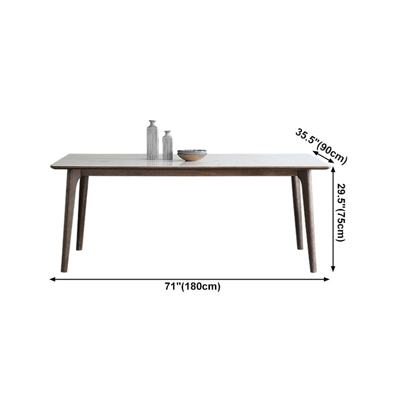 Sintered Stone Top Rectangle Table in White Kitchen Table with Wooden 4 Legs Clearhalo ' dining_table' 'Dining Tables & Seating' 'Dining Tables' 'furn' 'furn_dining_table' 'Furniture' 'furniture_dining_table' 'Kitchen & Dining Furniture' 'kitchen&dining_furn' 'kitchen' 'kitchen_dining_table' 4110485