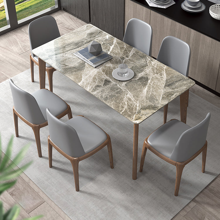Sintered Stone Top Rectangle Table Medieval Modern Kitchen Table with 4 Legs Gray Without Chairs Clearhalo ' dining_table' 'Dining Tables & Seating' 'Dining Tables' 'furn' 'furn_dining_table' 'Furniture' 'furniture_dining_table' 'Kitchen & Dining Furniture' 'kitchen&dining_furn' 'kitchen' 'kitchen_dining_table' 4110488