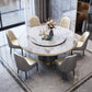 Luxury Home Round Dining Table Marble Table with Black Pedestal Base Clearhalo ' dining_table' 'Dining Tables & Seating' 'Dining Tables' 'furn' 'furn_dining_table' 'Furniture' 'furniture_dining_table' 'Kitchen & Dining Furniture' 'kitchen&dining_furn' 'kitchen' 'kitchen_dining_table' 4110516