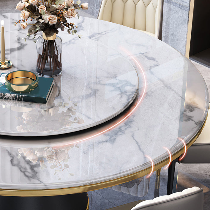 Luxury Home Round Dining Table Marble Table with Black Pedestal Base Clearhalo ' dining_table' 'Dining Tables & Seating' 'Dining Tables' 'furn' 'furn_dining_table' 'Furniture' 'furniture_dining_table' 'Kitchen & Dining Furniture' 'kitchen&dining_furn' 'kitchen' 'kitchen_dining_table' 4110522