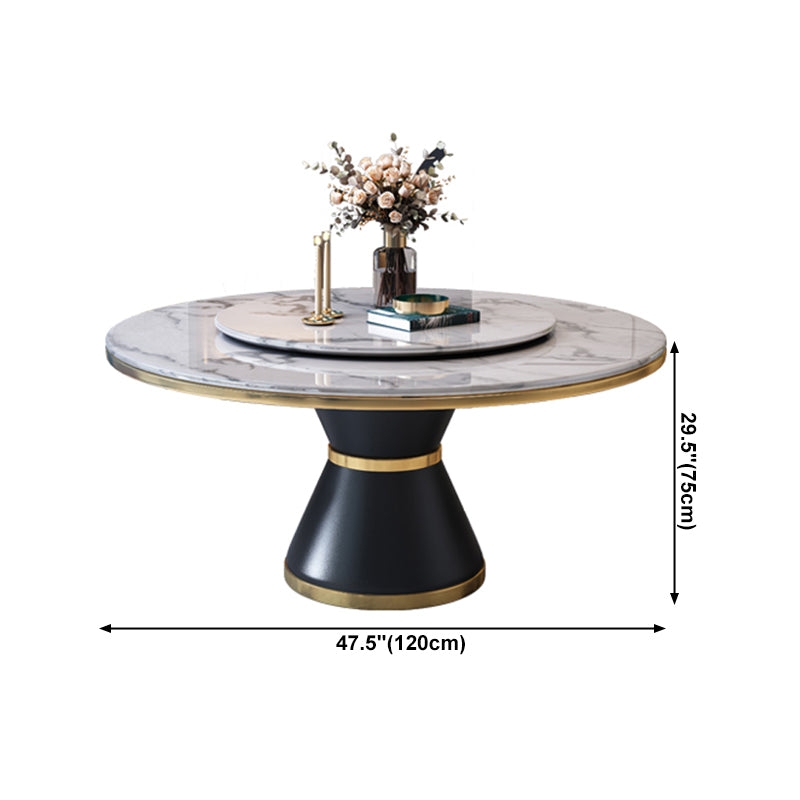 Luxury Home Round Dining Table Marble Table with Black Pedestal Base Clearhalo ' dining_table' 'Dining Tables & Seating' 'Dining Tables' 'furn' 'furn_dining_table' 'Furniture' 'furniture_dining_table' 'Kitchen & Dining Furniture' 'kitchen&dining_furn' 'kitchen' 'kitchen_dining_table' 4110524