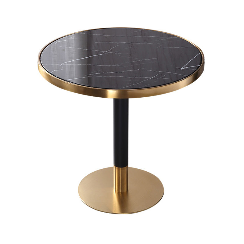 Marble Dining Table Luxury Style Single Pedestal Round Table for Dining Room Black Gold Without Chairs Clearhalo ' dining_table' 'Dining Tables & Seating' 'Dining Tables' 'furn' 'furn_dining_table' 'Furniture' 'furniture_dining_table' 'Kitchen & Dining Furniture' 'kitchen&dining_furn' 'kitchen' 'kitchen_dining_table' 4110534