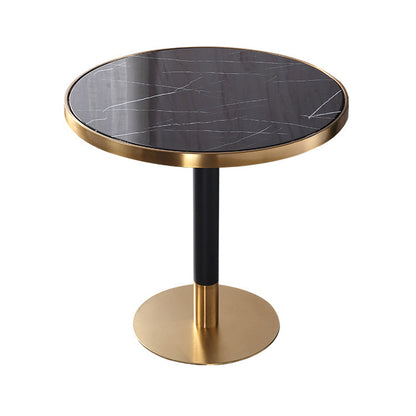 Marble Dining Table Luxury Style Single Pedestal Round Table for Dining Room Black Gold Without Chairs Clearhalo ' dining_table' 'Dining Tables & Seating' 'Dining Tables' 'furn' 'furn_dining_table' 'Furniture' 'furniture_dining_table' 'Kitchen & Dining Furniture' 'kitchen&dining_furn' 'kitchen' 'kitchen_dining_table' 4110534