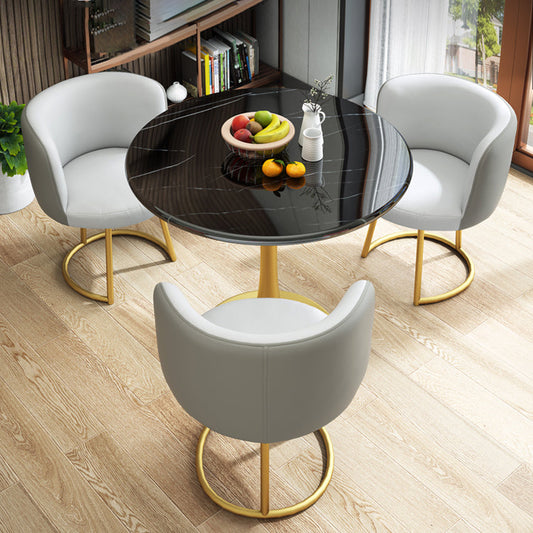 29.5''H Luxury Scratch Resistant Marble Table Round Table for Home Clearhalo ' dining_table' 'Dining Tables & Seating' 'Dining Tables' 'furn' 'furn_dining_table' 'Furniture' 'furniture_dining_table' 'Kitchen & Dining Furniture' 'kitchen&dining_furn' 'kitchen' 'kitchen_dining_table' 4110541