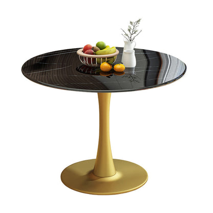29.5''H Luxury Scratch Resistant Marble Table Round Table for Home Black Without Chairs Clearhalo ' dining_table' 'Dining Tables & Seating' 'Dining Tables' 'furn' 'furn_dining_table' 'Furniture' 'furniture_dining_table' 'Kitchen & Dining Furniture' 'kitchen&dining_furn' 'kitchen' 'kitchen_dining_table' 4110545