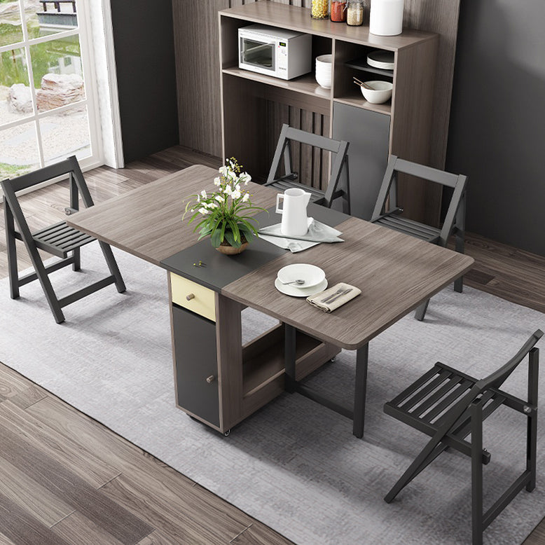 Rectangle Mid-Century Modern Dining Table Drop-Leaf Table with Solid Wood Base Clearhalo ' dining_table' 'Dining Tables & Seating' 'Dining Tables' 'furn' 'furn_dining_table' 'Furniture' 'furniture_dining_table' 'Kitchen & Dining Furniture' 'kitchen&dining_furn' 'kitchen' 'kitchen_dining_table' 4110547