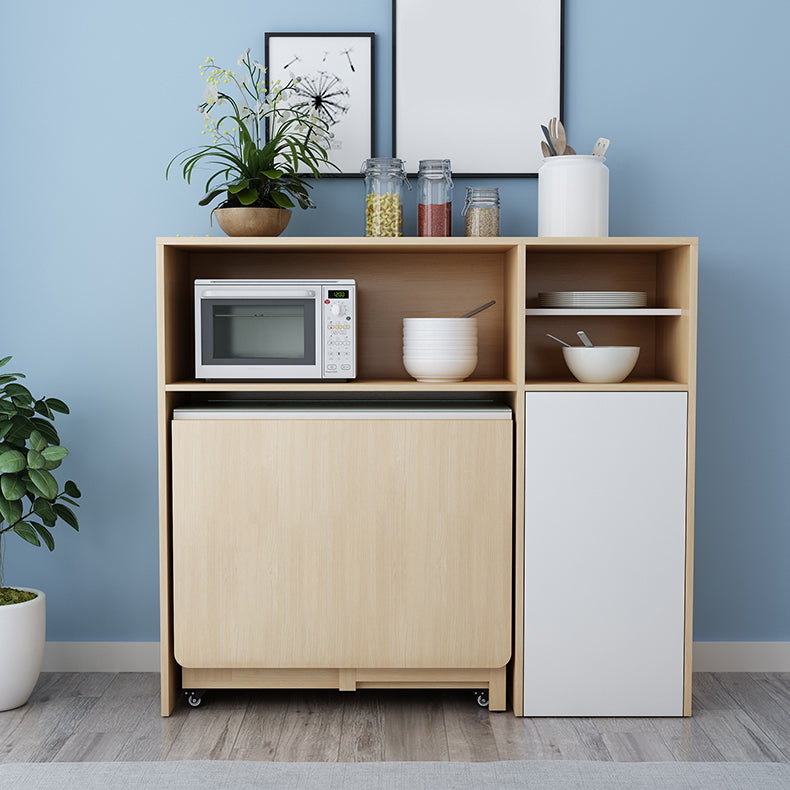 Rectangle Mid-Century Modern Dining Table Drop-Leaf Table with Solid Wood Base Clearhalo ' dining_table' 'Dining Tables & Seating' 'Dining Tables' 'furn' 'furn_dining_table' 'Furniture' 'furniture_dining_table' 'Kitchen & Dining Furniture' 'kitchen&dining_furn' 'kitchen' 'kitchen_dining_table' 4110549