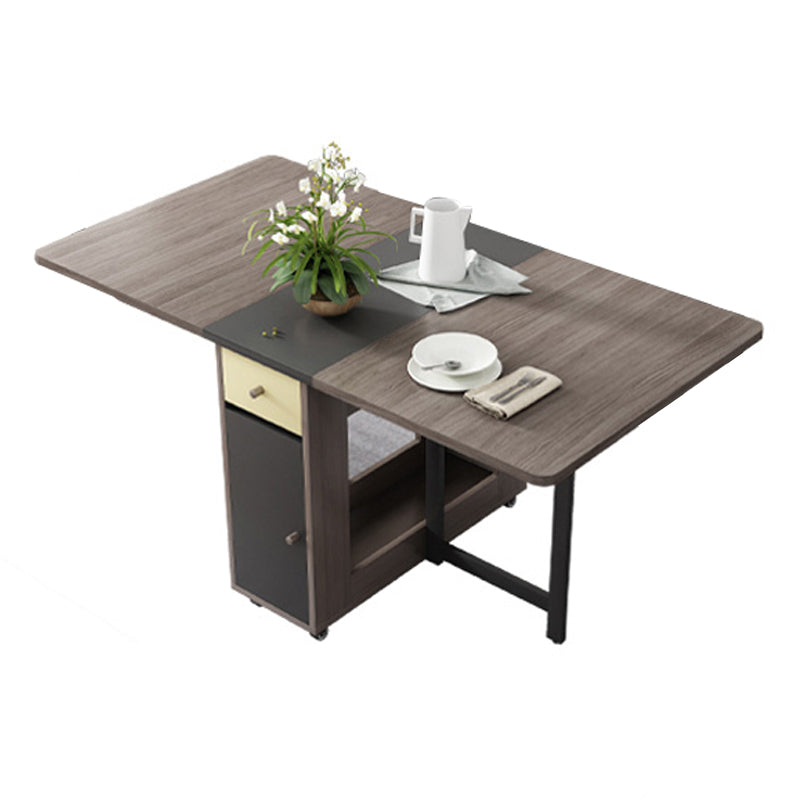 Rectangle Mid-Century Modern Dining Table Drop-Leaf Table with Solid Wood Base Gray Without Chairs Clearhalo ' dining_table' 'Dining Tables & Seating' 'Dining Tables' 'furn' 'furn_dining_table' 'Furniture' 'furniture_dining_table' 'Kitchen & Dining Furniture' 'kitchen&dining_furn' 'kitchen' 'kitchen_dining_table' 4110551