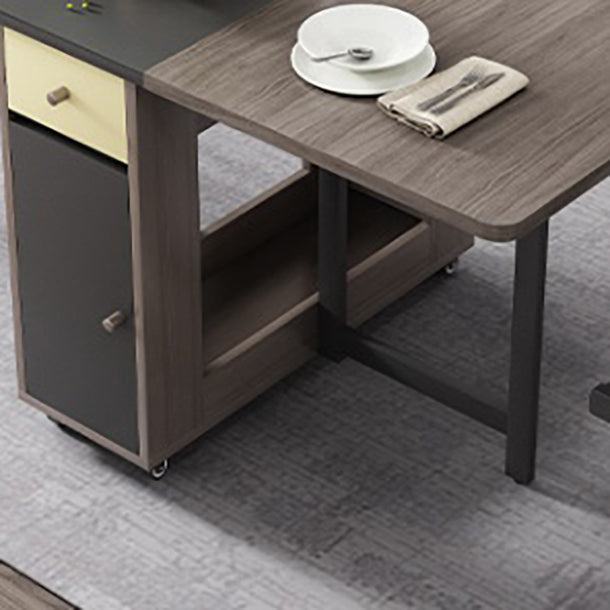 Rectangle Mid-Century Modern Dining Table Drop-Leaf Table with Solid Wood Base Clearhalo ' dining_table' 'Dining Tables & Seating' 'Dining Tables' 'furn' 'furn_dining_table' 'Furniture' 'furniture_dining_table' 'Kitchen & Dining Furniture' 'kitchen&dining_furn' 'kitchen' 'kitchen_dining_table' 4110554