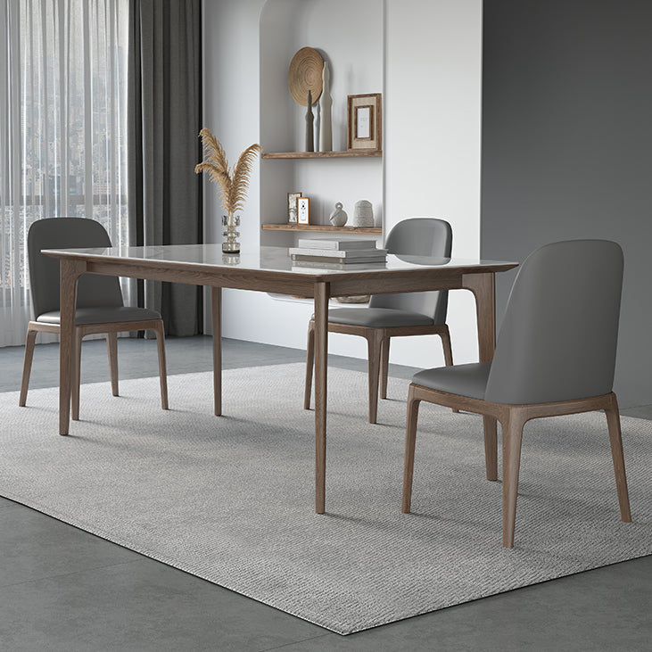 Sintered Stone Rectangle White Table Kitchen Table with Wooden Base and 4 Legs Clearhalo ' dining_table' 'Dining Tables & Seating' 'Dining Tables' 'furn' 'furn_dining_table' 'Furniture' 'furniture_dining_table' 'Kitchen & Dining Furniture' 'kitchen&dining_furn' 'kitchen' 'kitchen_dining_table' 4110569