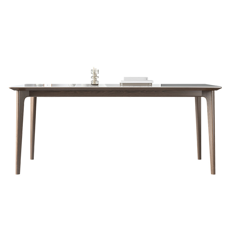 Sintered Stone Rectangle White Table Kitchen Table with Wooden Base and 4 Legs Without Chairs Clearhalo ' dining_table' 'Dining Tables & Seating' 'Dining Tables' 'furn' 'furn_dining_table' 'Furniture' 'furniture_dining_table' 'Kitchen & Dining Furniture' 'kitchen&dining_furn' 'kitchen' 'kitchen_dining_table' 4110572