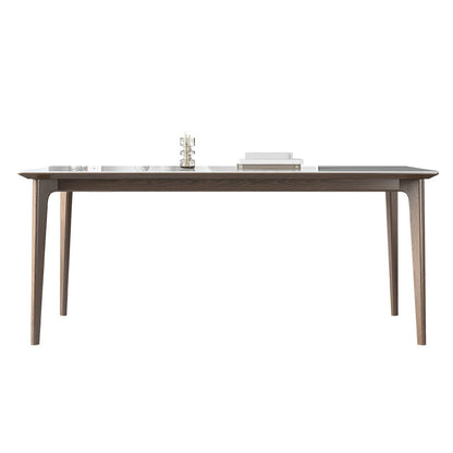 Sintered Stone Rectangle White Table Kitchen Table with Wooden Base and 4 Legs Without Chairs Clearhalo ' dining_table' 'Dining Tables & Seating' 'Dining Tables' 'furn' 'furn_dining_table' 'Furniture' 'furniture_dining_table' 'Kitchen & Dining Furniture' 'kitchen&dining_furn' 'kitchen' 'kitchen_dining_table' 4110572