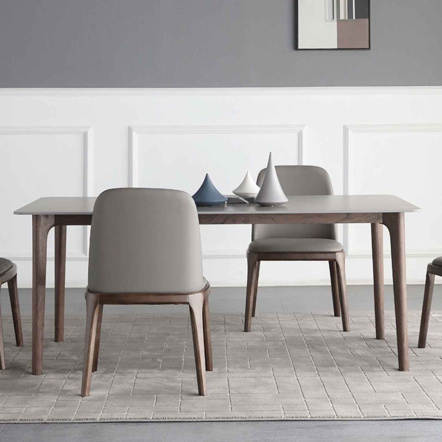 Sintered Stone Rectangle White Table Kitchen Table with Wooden Base and 4 Legs Clearhalo ' dining_table' 'Dining Tables & Seating' 'Dining Tables' 'furn' 'furn_dining_table' 'Furniture' 'furniture_dining_table' 'Kitchen & Dining Furniture' 'kitchen&dining_furn' 'kitchen' 'kitchen_dining_table' 4110577