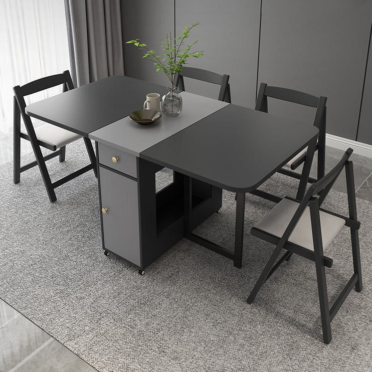 Mid-Century Modern Rectangle Dining Table Drop-Leaf Table with Ash Solid Wood Base,59"L x 29.1"H Clearhalo ' dining_table' 'Dining Tables & Seating' 'Dining Tables' 'furn' 'furn_dining_table' 'Furniture' 'furniture_dining_table' 'Kitchen & Dining Furniture' 'kitchen&dining_furn' 'kitchen' 'kitchen_dining_table' 4110594