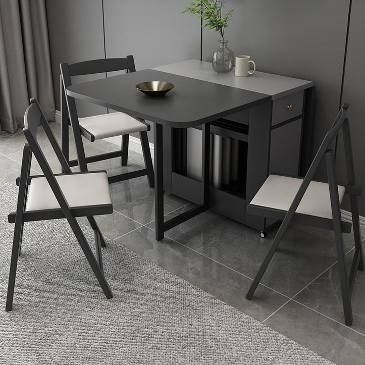 Mid-Century Modern Rectangle Dining Table Drop-Leaf Table with Ash Solid Wood Base,59"L x 29.1"H Clearhalo ' dining_table' 'Dining Tables & Seating' 'Dining Tables' 'furn' 'furn_dining_table' 'Furniture' 'furniture_dining_table' 'Kitchen & Dining Furniture' 'kitchen&dining_furn' 'kitchen' 'kitchen_dining_table' 4110597