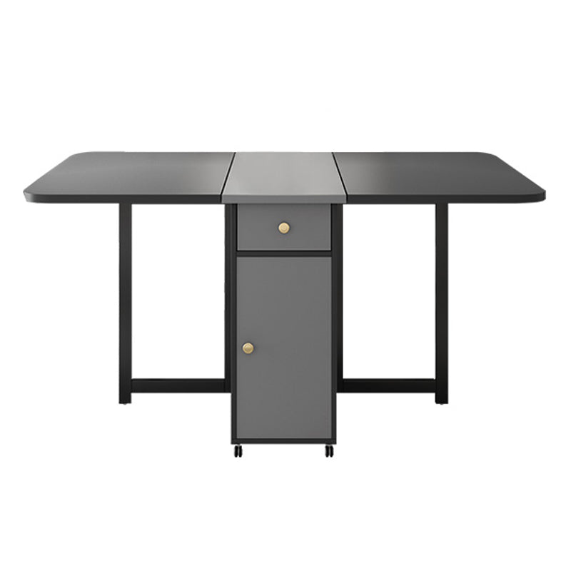 Mid-Century Modern Rectangle Dining Table Drop-Leaf Table with Ash Solid Wood Base,59"L x 29.1"H Gray Without Chairs Clearhalo ' dining_table' 'Dining Tables & Seating' 'Dining Tables' 'furn' 'furn_dining_table' 'Furniture' 'furniture_dining_table' 'Kitchen & Dining Furniture' 'kitchen&dining_furn' 'kitchen' 'kitchen_dining_table' 4110598
