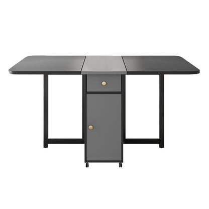 Mid-Century Modern Rectangle Dining Table Drop-Leaf Table with Ash Solid Wood Base,59"L x 29.1"H Gray Without Chairs Clearhalo ' dining_table' 'Dining Tables & Seating' 'Dining Tables' 'furn' 'furn_dining_table' 'Furniture' 'furniture_dining_table' 'Kitchen & Dining Furniture' 'kitchen&dining_furn' 'kitchen' 'kitchen_dining_table' 4110598