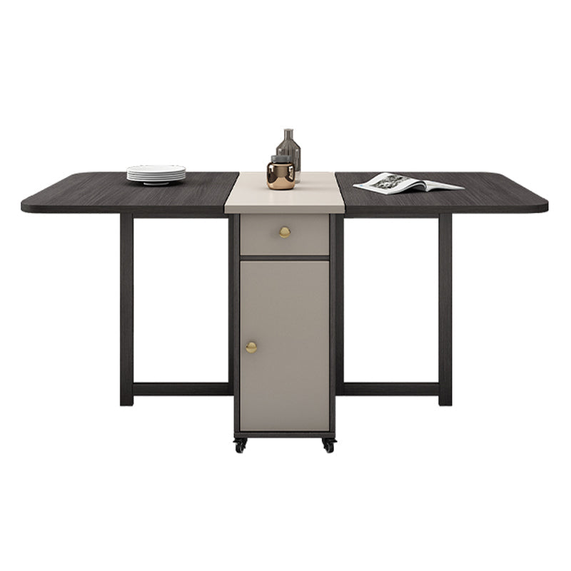 Mid-Century Modern Rectangle Dining Table Drop-Leaf Table with Ash Solid Wood Base,59"L x 29.1"H Espresso Wood Without Chairs Clearhalo ' dining_table' 'Dining Tables & Seating' 'Dining Tables' 'furn' 'furn_dining_table' 'Furniture' 'furniture_dining_table' 'Kitchen & Dining Furniture' 'kitchen&dining_furn' 'kitchen' 'kitchen_dining_table' 4110600