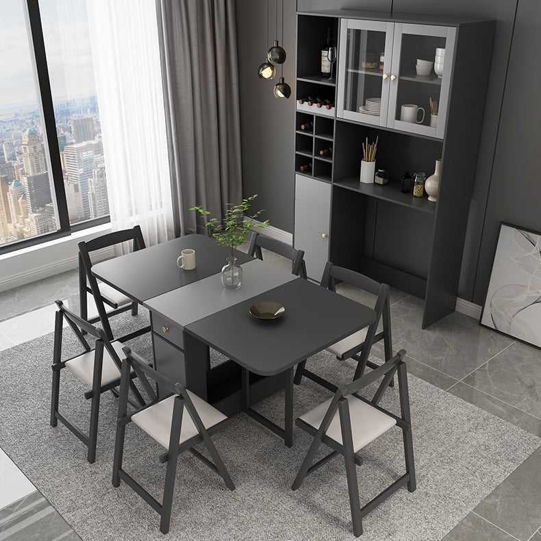 Mid-Century Modern Rectangle Dining Table Drop-Leaf Table with Ash Solid Wood Base,59"L x 29.1"H Clearhalo ' dining_table' 'Dining Tables & Seating' 'Dining Tables' 'furn' 'furn_dining_table' 'Furniture' 'furniture_dining_table' 'Kitchen & Dining Furniture' 'kitchen&dining_furn' 'kitchen' 'kitchen_dining_table' 4110604