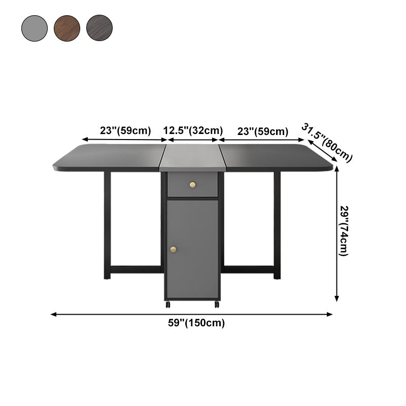 Mid-Century Modern Rectangle Dining Table Drop-Leaf Table with Ash Solid Wood Base,59"L x 29.1"H Clearhalo ' dining_table' 'Dining Tables & Seating' 'Dining Tables' 'furn' 'furn_dining_table' 'Furniture' 'furniture_dining_table' 'Kitchen & Dining Furniture' 'kitchen&dining_furn' 'kitchen' 'kitchen_dining_table' 4110606