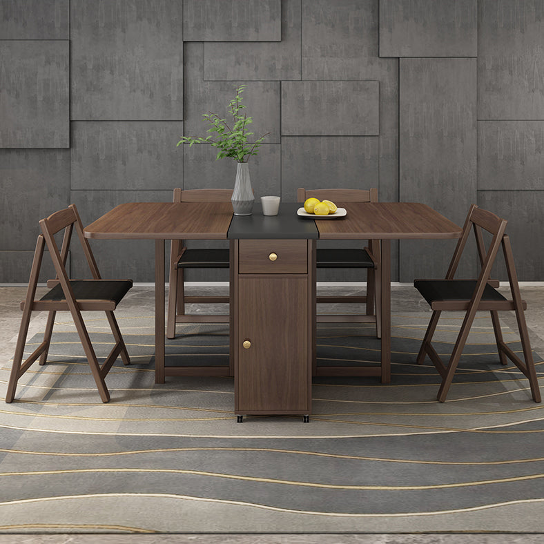 Mid-Century Modern Rectangle Dining Table Drop-Leaf Table with Solid Wood Base,59"L x 29.1"H Clearhalo ' dining_table' 'Dining Tables & Seating' 'Dining Tables' 'furn' 'furn_dining_table' 'Furniture' 'furniture_dining_table' 'Kitchen & Dining Furniture' 'kitchen&dining_furn' 'kitchen' 'kitchen_dining_table' 4110607