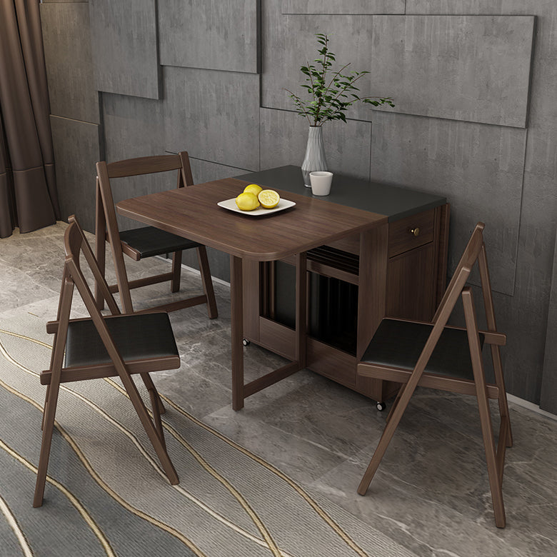 Mid-Century Modern Rectangle Dining Table Drop-Leaf Table with Solid Wood Base,59"L x 29.1"H Clearhalo ' dining_table' 'Dining Tables & Seating' 'Dining Tables' 'furn' 'furn_dining_table' 'Furniture' 'furniture_dining_table' 'Kitchen & Dining Furniture' 'kitchen&dining_furn' 'kitchen' 'kitchen_dining_table' 4110608