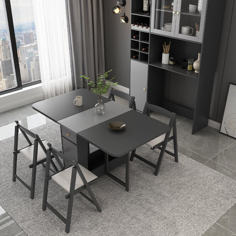 Mid-Century Modern Rectangle Dining Table Drop-Leaf Table with Solid Wood Base,59"L x 29.1"H Clearhalo ' dining_table' 'Dining Tables & Seating' 'Dining Tables' 'furn' 'furn_dining_table' 'Furniture' 'furniture_dining_table' 'Kitchen & Dining Furniture' 'kitchen&dining_furn' 'kitchen' 'kitchen_dining_table' 4110609