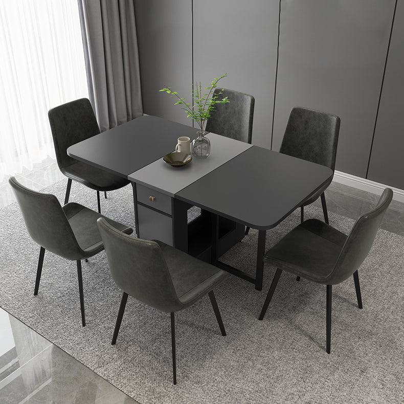 Mid-Century Modern Rectangle Dining Table Drop-Leaf Table with Solid Wood Base,59"L x 29.1"H Clearhalo ' dining_table' 'Dining Tables & Seating' 'Dining Tables' 'furn' 'furn_dining_table' 'Furniture' 'furniture_dining_table' 'Kitchen & Dining Furniture' 'kitchen&dining_furn' 'kitchen' 'kitchen_dining_table' 4110616