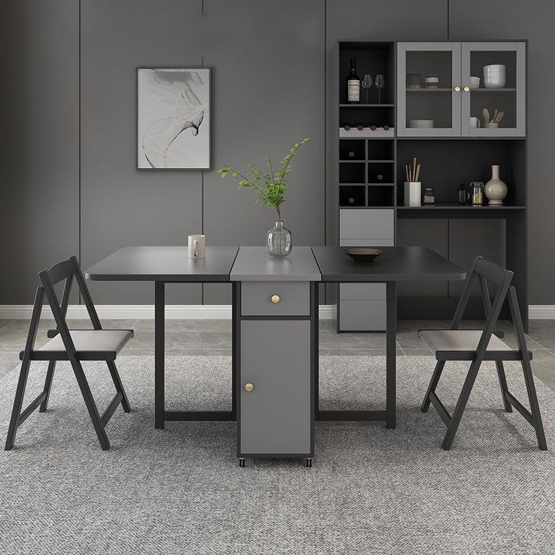 Mid-Century Modern Rectangle Dining Table Drop-Leaf Table with Solid Wood Base,59"L x 29.1"H Clearhalo ' dining_table' 'Dining Tables & Seating' 'Dining Tables' 'furn' 'furn_dining_table' 'Furniture' 'furniture_dining_table' 'Kitchen & Dining Furniture' 'kitchen&dining_furn' 'kitchen' 'kitchen_dining_table' 4110617