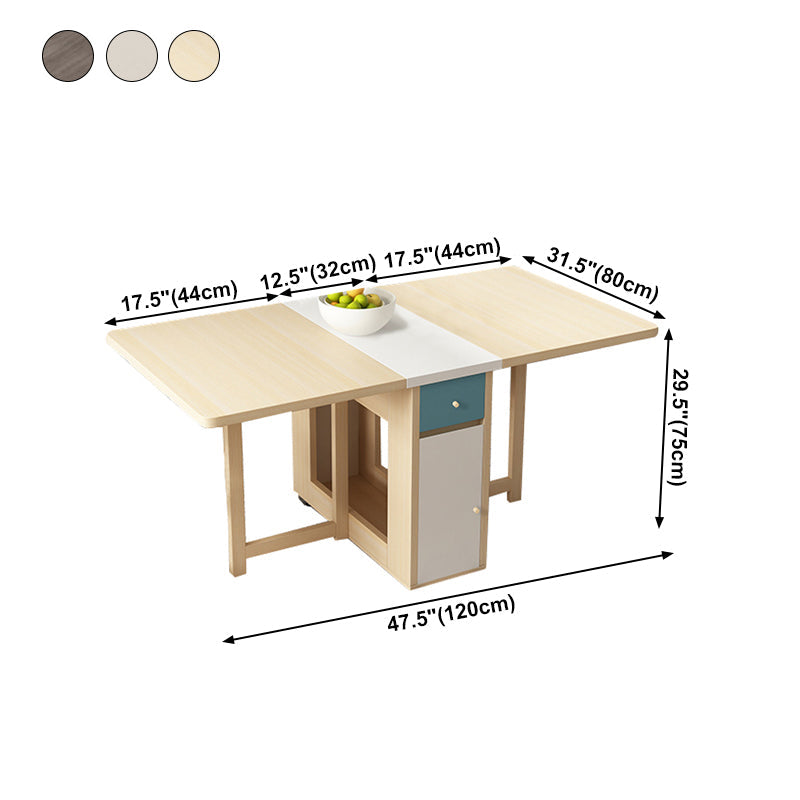 Rectangle Mid-Century Modern Dining Table Drop-Leaf Table with Rubberwood Solid Wood Base Clearhalo ' dining_table' 'Dining Tables & Seating' 'Dining Tables' 'furn' 'furn_dining_table' 'Furniture' 'furniture_dining_table' 'Kitchen & Dining Furniture' 'kitchen&dining_furn' 'kitchen' 'kitchen_dining_table' 4110639