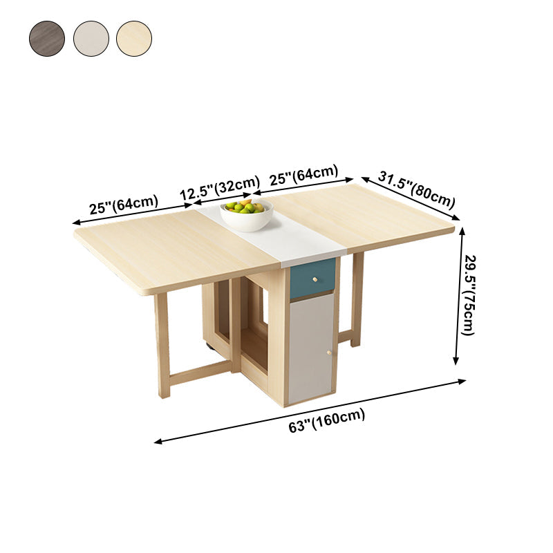 Rectangle Mid-Century Modern Dining Table Drop-Leaf Table with Rubberwood Solid Wood Base Clearhalo ' dining_table' 'Dining Tables & Seating' 'Dining Tables' 'furn' 'furn_dining_table' 'Furniture' 'furniture_dining_table' 'Kitchen & Dining Furniture' 'kitchen&dining_furn' 'kitchen' 'kitchen_dining_table' 4110641