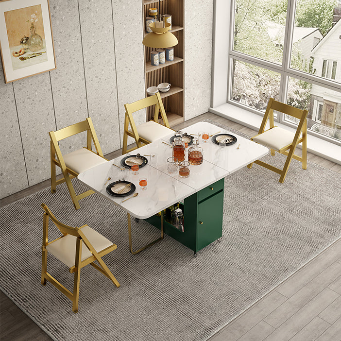 Rectangle Mid-Century Modern Dining Table Drop-Leaf Table with Metal Base Clearhalo ' dining_table' 'Dining Tables & Seating' 'Dining Tables' 'furn' 'furn_dining_table' 'Furniture' 'furniture_dining_table' 'Kitchen & Dining Furniture' 'kitchen&dining_furn' 'kitchen' 'kitchen_dining_table' 4110642