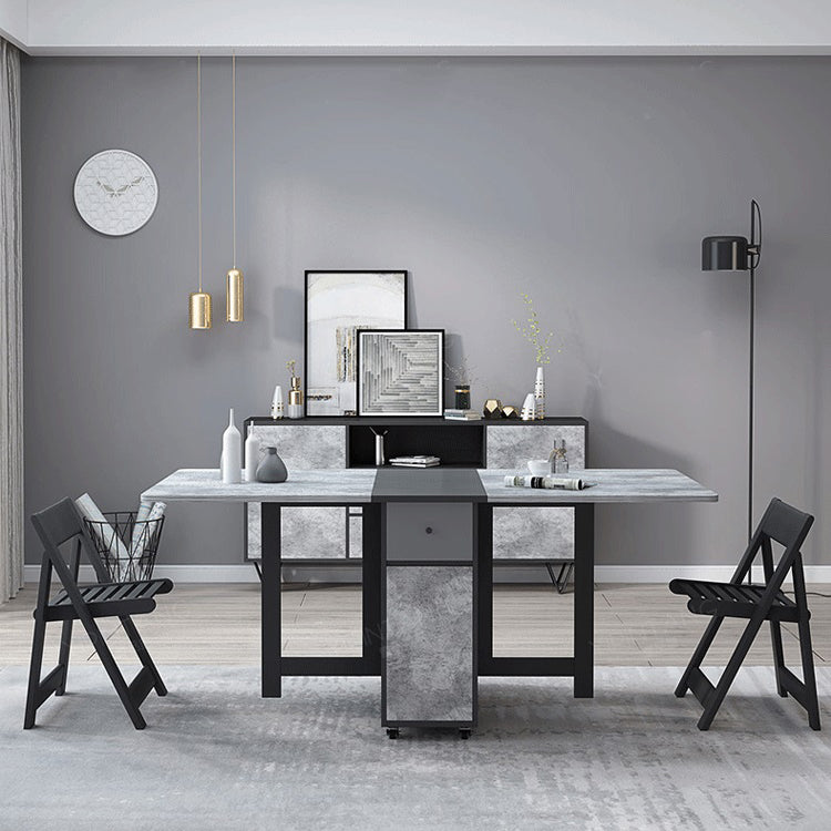Mid-Century Modern Rectangle Dining Table Drop-Leaf Table with Solid Wood Base Clearhalo ' dining_table' 'Dining Tables & Seating' 'Dining Tables' 'furn' 'furn_dining_table' 'Furniture' 'furniture_dining_table' 'Kitchen & Dining Furniture' 'kitchen&dining_furn' 'kitchen' 'kitchen_dining_table' 4110649