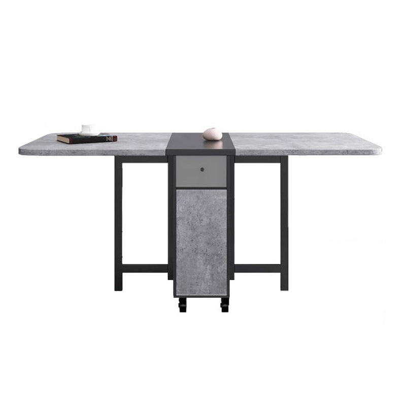 Mid-Century Modern Rectangle Dining Table Drop-Leaf Table with Solid Wood Base Clearhalo ' dining_table' 'Dining Tables & Seating' 'Dining Tables' 'furn' 'furn_dining_table' 'Furniture' 'furniture_dining_table' 'Kitchen & Dining Furniture' 'kitchen&dining_furn' 'kitchen' 'kitchen_dining_table' 4110658