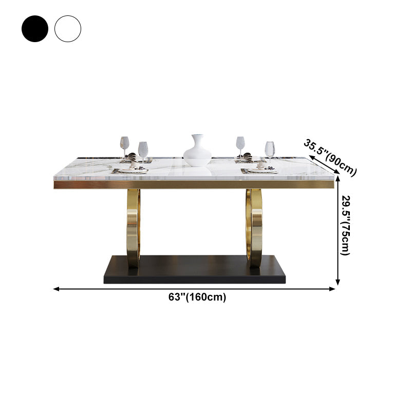 Rectangle Traditional Luxury Dining Table Gold Trestle Base Table for Dining Room Clearhalo ' dining_table' 'Dining Tables & Seating' 'Dining Tables' 'furn' 'furn_dining_table' 'Furniture' 'furniture_dining_table' 'Kitchen & Dining Furniture' 'kitchen&dining_furn' 'kitchen' 'kitchen_dining_table' 4110674