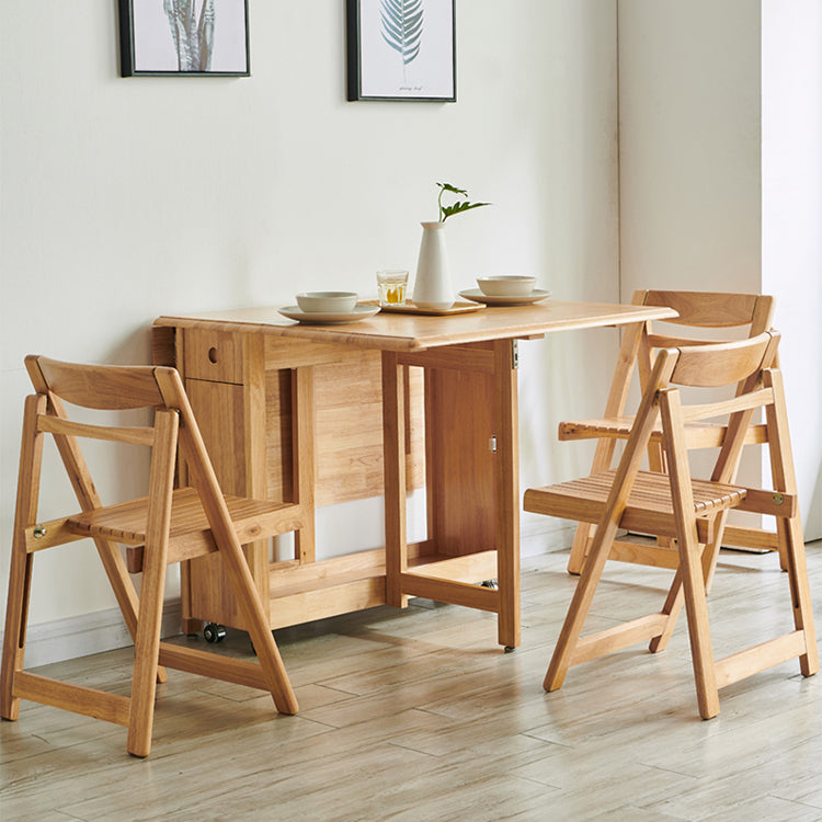 Mid-Century Modern Rectangle Dining Table Rubberwood Solid Wood Drop-Leaf Table Clearhalo ' dining_table' 'Dining Tables & Seating' 'Dining Tables' 'furn' 'furn_dining_table' 'Furniture' 'furniture_dining_table' 'Kitchen & Dining Furniture' 'kitchen&dining_furn' 'kitchen' 'kitchen_dining_table' 4110677