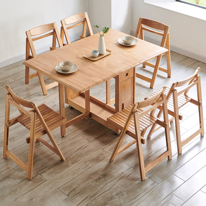 Mid-Century Modern Rectangle Dining Table Rubberwood Solid Wood Drop-Leaf Table Clearhalo ' dining_table' 'Dining Tables & Seating' 'Dining Tables' 'furn' 'furn_dining_table' 'Furniture' 'furniture_dining_table' 'Kitchen & Dining Furniture' 'kitchen&dining_furn' 'kitchen' 'kitchen_dining_table' 4110679