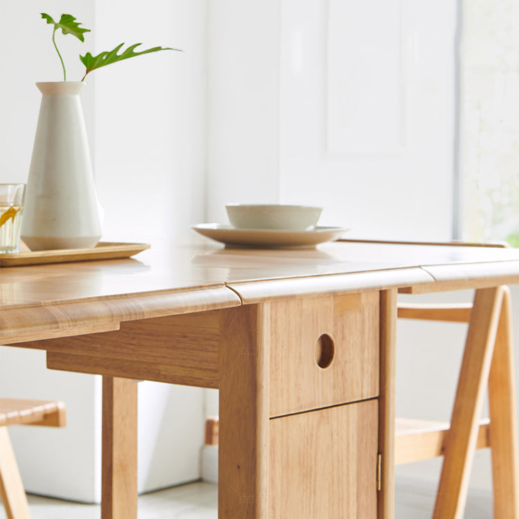 Mid-Century Modern Rectangle Dining Table Rubberwood Solid Wood Drop-Leaf Table Clearhalo ' dining_table' 'Dining Tables & Seating' 'Dining Tables' 'furn' 'furn_dining_table' 'Furniture' 'furniture_dining_table' 'Kitchen & Dining Furniture' 'kitchen&dining_furn' 'kitchen' 'kitchen_dining_table' 4110683