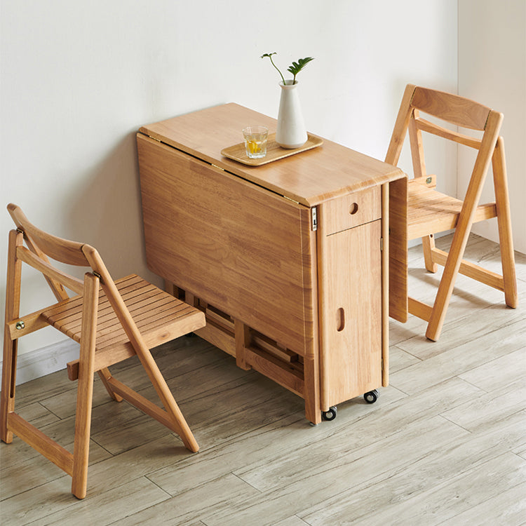 Mid-Century Modern Rectangle Dining Table Rubberwood Solid Wood Drop-Leaf Table Clearhalo ' dining_table' 'Dining Tables & Seating' 'Dining Tables' 'furn' 'furn_dining_table' 'Furniture' 'furniture_dining_table' 'Kitchen & Dining Furniture' 'kitchen&dining_furn' 'kitchen' 'kitchen_dining_table' 4110685