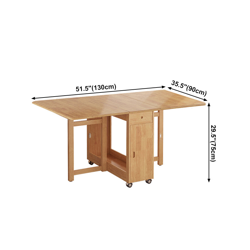 Mid-Century Modern Rectangle Dining Table Rubberwood Solid Wood Drop-Leaf Table Clearhalo ' dining_table' 'Dining Tables & Seating' 'Dining Tables' 'furn' 'furn_dining_table' 'Furniture' 'furniture_dining_table' 'Kitchen & Dining Furniture' 'kitchen&dining_furn' 'kitchen' 'kitchen_dining_table' 4110686