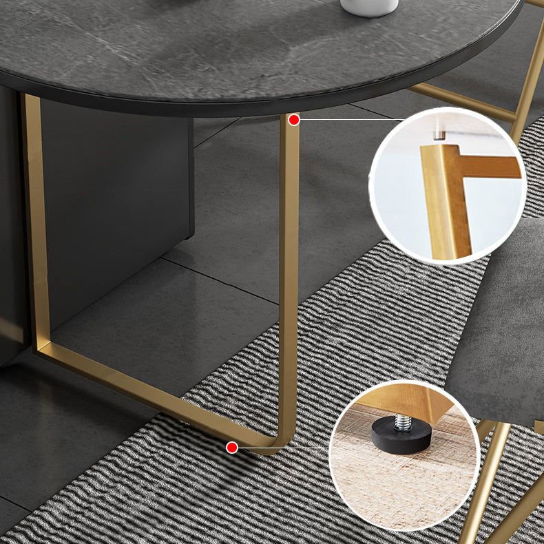 Contemporary Oval Dining Table Sintered Stone Drop-Leaf Table for Dining Room,59"L x 29.5"H Clearhalo ' dining_table' 'Dining Tables & Seating' 'Dining Tables' 'furn' 'furn_dining_table' 'Furniture' 'furniture_dining_table' 'Kitchen & Dining Furniture' 'kitchen&dining_furn' 'kitchen' 'kitchen_dining_table' 4110694